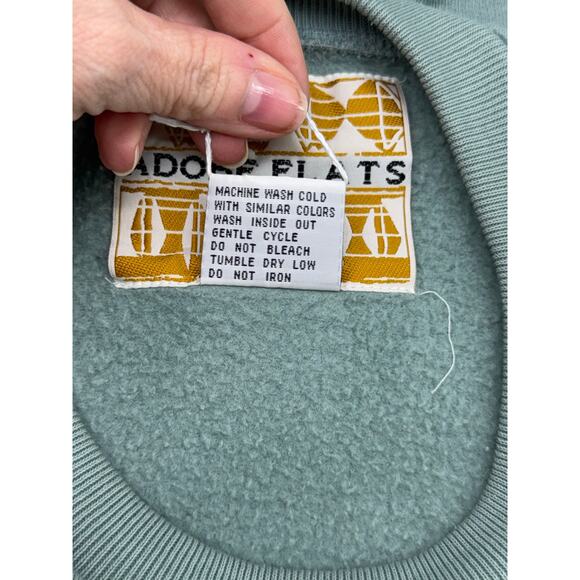 Vintage Women's poetic Adobe Flatts, large seafoam colored sweatshirt  - Picture 6 of 9